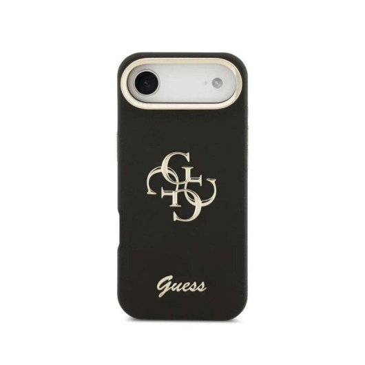 Guess Hülle Granulierter Effekt Schwarz mit Logo und Ständer für iPhone Air