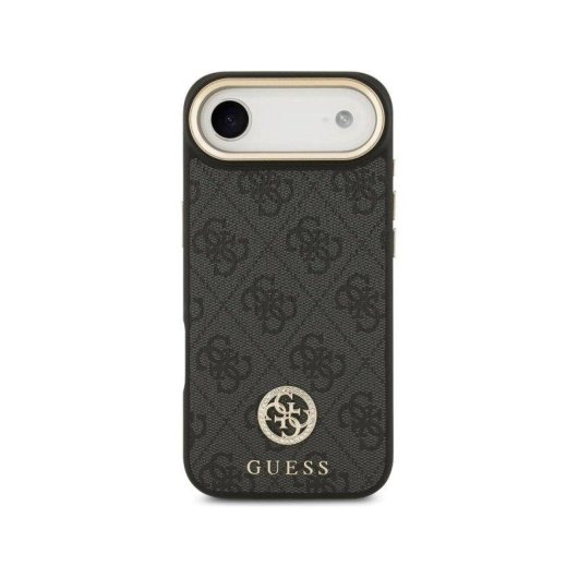 Funda para móvil Guess Air Carcasa Polipiel Negra Logo Strass Correa Ancha para iPhone Air