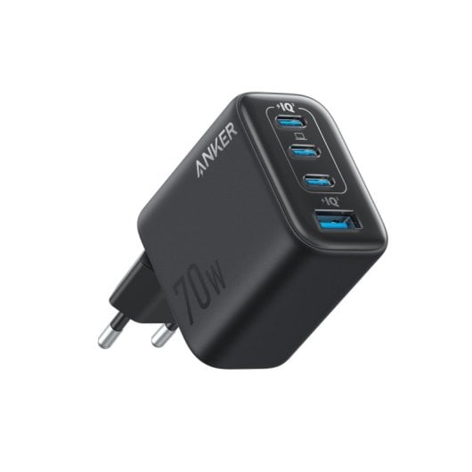 Cargador de Pared Anker Zolo, Carga Rápida Qi 70W, 3 USB-C, 1 USB-A PD 3.0, Negro
