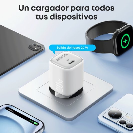 Cargador de Pared Anker Zolo 20W, 1 USB-C, Blanco