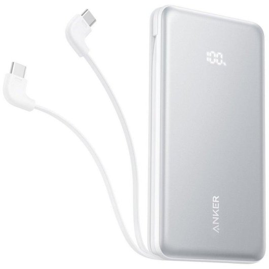 Power Bank Anker Zolo 20000 mAh 22,5 W Blanco con cable retráctil USB-C