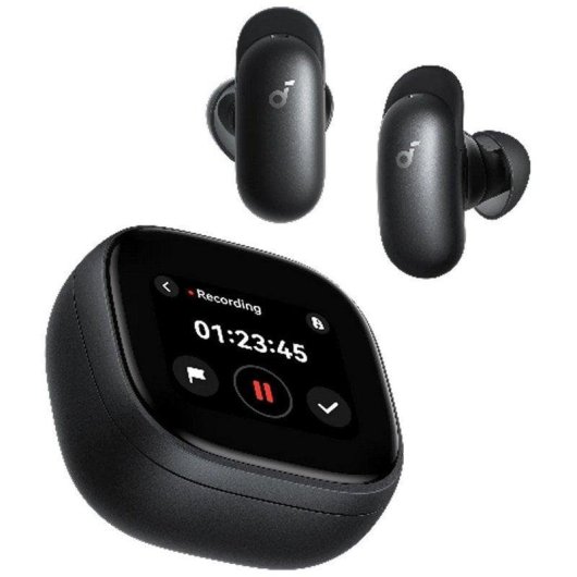 Auriculares Soundcore Liberty 5 Pro Max sem fios Bluetooth com Cancelamento de Ruído, AI, ecrã AMOLED, preto