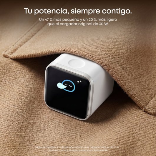 Cargador de Pared Anker Nano para iPhone Qi 45W, Carga Rápida, Pantalla inteligente, 1 USB-C Blanco