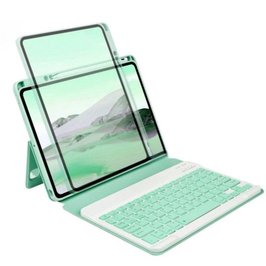 Capa com Teclado Bluetooth para iPad Pro 12.9 (gen3-6) Verde ultrafino