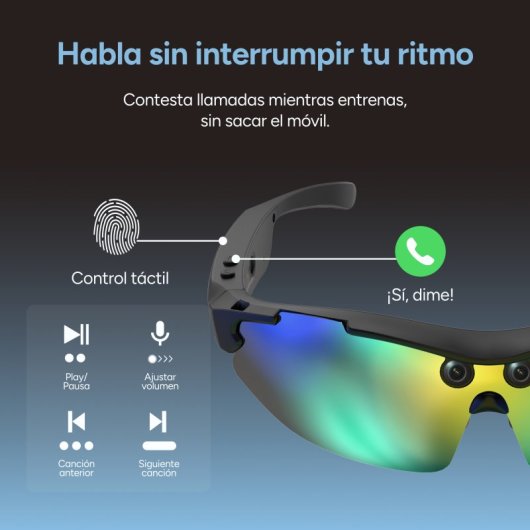 Ksix Vector Con Cámara Full Hd Gafas Inteligentes, Ai, Audio Open-ear, 2 Lentes Uv400, Ip65 Y App Heycyan