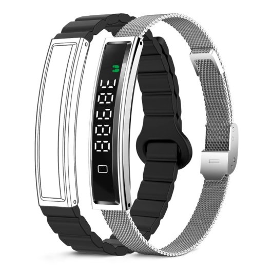 Ksix Serena Ultraligera Con Pantalla Smartband, 100 Modos Deporte, Sueño Y 7 Días De Batería, 2 Correas, Caja Plateada