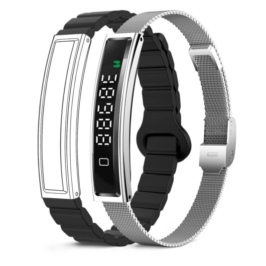 Ksix Serena Ultraligera Con Pantalla Smartband, 100 Modos Deporte, Sueño Y 7 Días De Batería, 2 Correas, Caja Plateada