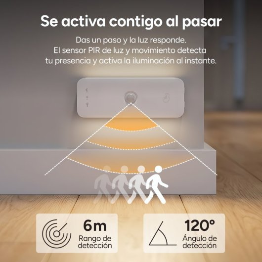 Ksix  Luz Led Sense Bar, Sensor De Movimiento, 50lm, Cct 3000k-6500k, Batería 1100mah Recargable Usb-c, Sensor De Movimiento, 50lm, Cct 3000k-6500k, Batería 1100mah Recargable Usb-c