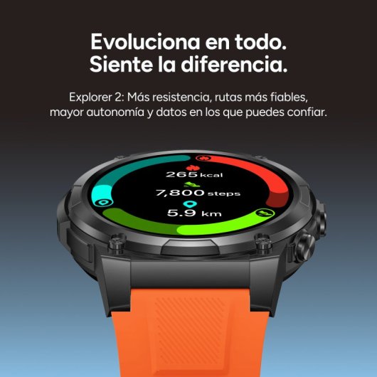 Ksix Explorer 2 Go Con Gps Doble Banda Smartwatch, Navegación Abc, 5atm, Amoled, Deportes Avanzados, 15 Días Batería, Naranja
