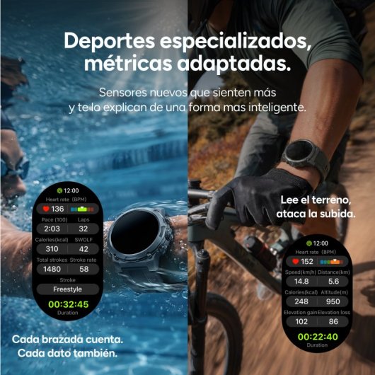 Ksix Explorer 2 Go Con Gps Doble Banda Smartwatch, Navegación Abc, 5atm, Amoled, Deportes Avanzados, 15 Días Batería, Naranja