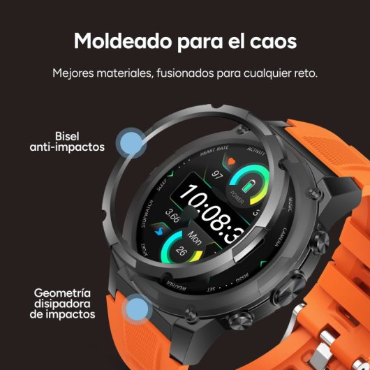 Ksix Explorer 2 Go Con Gps Doble Banda Smartwatch, Navegación Abc, 5atm, Amoled, Deportes Avanzados, 15 Días Batería, Naranja