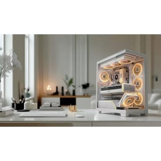 Caixa PC Modecom Volcano Stellar Plus ARGB Midi Tower Janela Vidro Temperado 8 Ventiladores