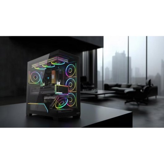Boîtier PC Modecom Volcano Stellar Plus Noir Verre Trempé Midi Tower