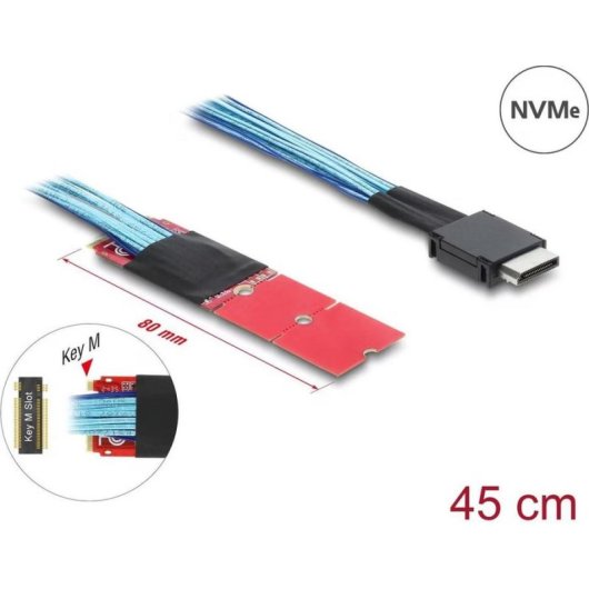 Adaptador Delock M.2 Key M para OCuLink SFF-8611 45 cm