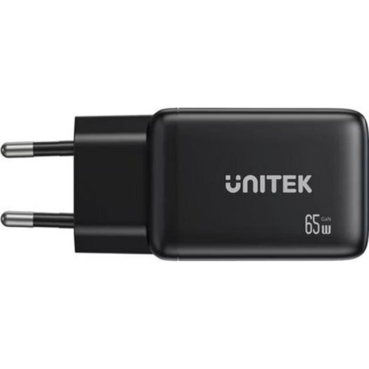 Cargador USB Unitek P1130ABK01-EU 65W GaN 3 Puertos USB-A y USB-C