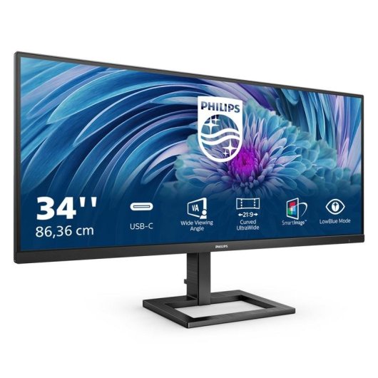 Écran PC Philips E Line 346E2LAE 34" UltraWide Quad HD 100Hz VA USB-C Hauteur Ajustable