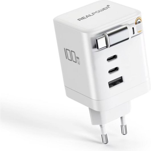 Cargador USB RealPower GaN 100W 4 Puertos Power Delivery 3.0