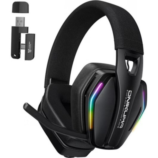 Auriculares Onikuma GT826 inalámbricos Bluetooth y USB-C para gaming con micrófono y RGB negro