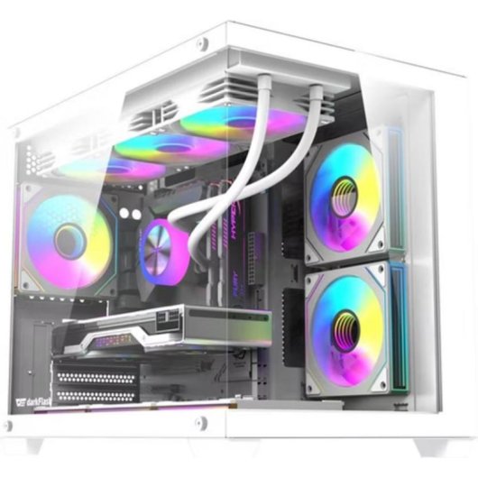 Boîtier PC Darkflash B275 PRO Blanc avec 6 Ventilateurs et Panneau en Verre