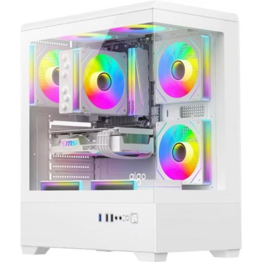 Caixa PC Darkflash C365 Midi Tower Branca com 5 Ventoinhas