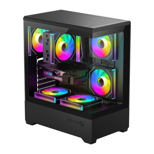 Caja PC Aigo Darkflash C365 270° Vidrio Templado Negro 5 Ventiladores