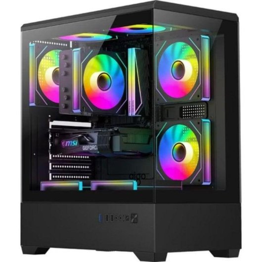 Caja PC Aigo Darkflash C365 270° Vidrio Templado Negro 5 Ventiladores