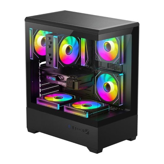 Caja PC Aigo Darkflash C365 270° Vidrio Templado Negro 5 Ventiladores