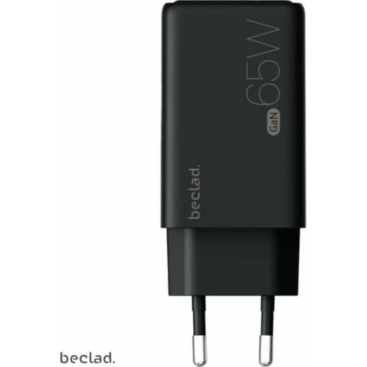 Cargador Beclad 65W 2 Puertos USB-C GaN Power Delivery Negro