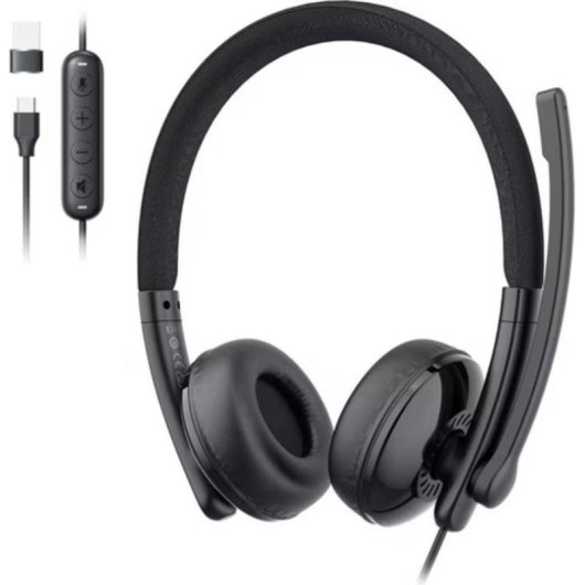 Auriculares EMeet GeniusCall HS50 con cable USB-C, Cancelación de Ruido y Micrófono para Oficina