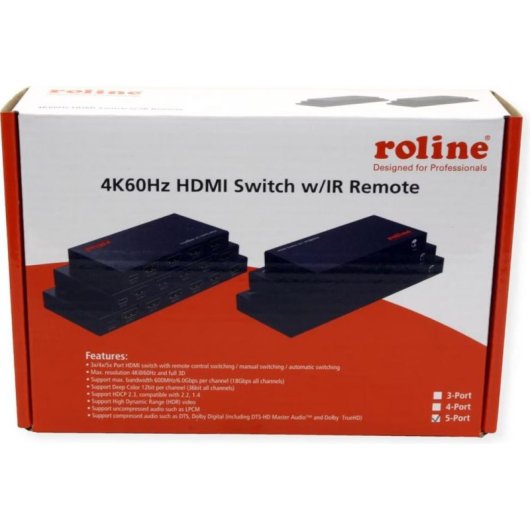 Switch Vidéo Roline 5x1 HDMI 4K60 avec Télécommande