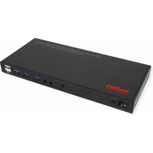 Conmutateur KVM Roline 4x1 HDMI USB 3.2 4K 60Hz avec Hub USB