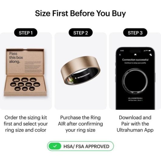 Intelligenter Ring Ultrahuman Ring Air Größe 7 Android IP68 6 Tage Titan Rosa