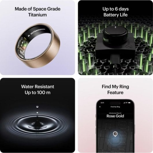 Intelligenter Ring Ultrahuman Ring Air Größe 7 Android IP68 6 Tage Titan Rosa
