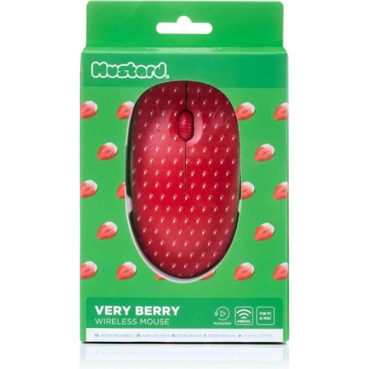 Ratón Mustard Very Berry RF Wireless 1600 DPI Rojo Ergonomía Beidhändig