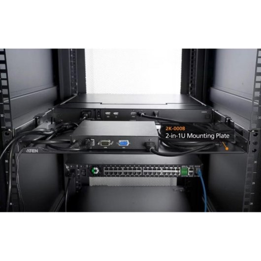 Placa de montaje Aten 2K-0008 1U Negro para rack