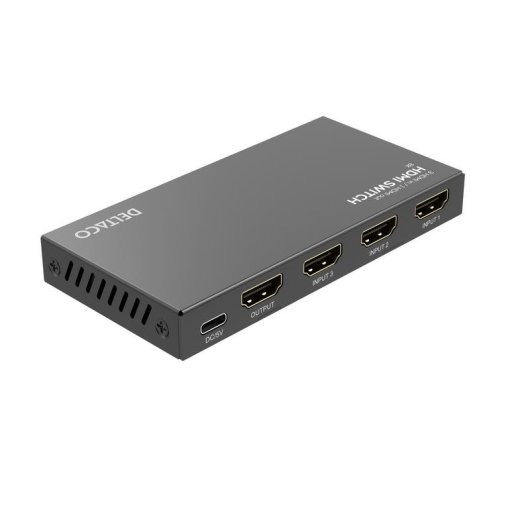 Conmutador de Vídeo Deltaco HDMI-7053 8K Ultra HD USB-C Negro