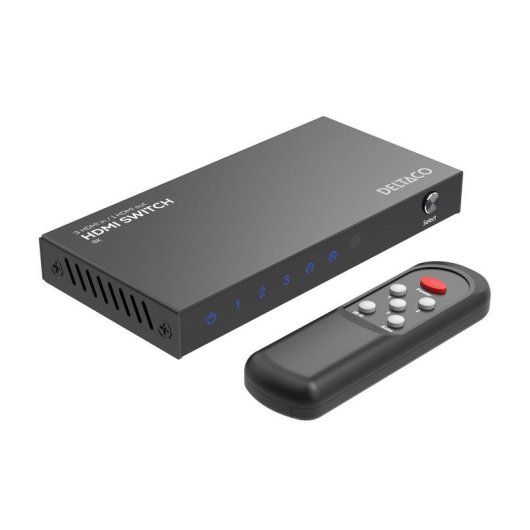 Conmutador de Vídeo Deltaco HDMI-7053 8K Ultra HD USB-C Negro