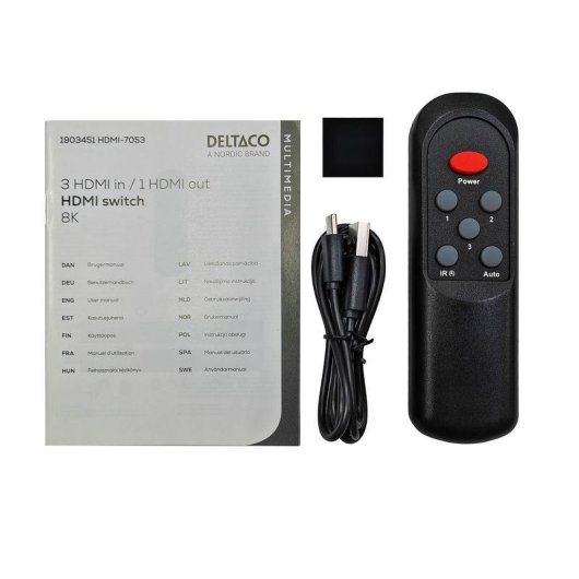 Conmutador de Vídeo Deltaco HDMI-7053 8K Ultra HD USB-C Negro
