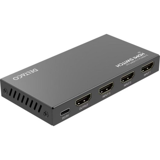 Conmutador de Vídeo Deltaco HDMI-7053 8K Ultra HD USB-C Negro
