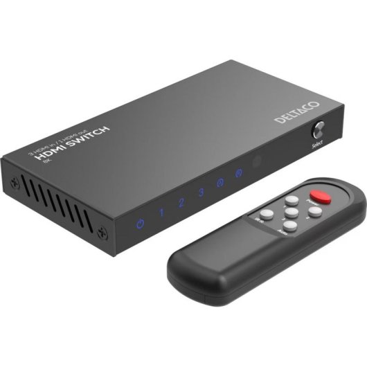 Conmutador de Vídeo Deltaco HDMI-7053 8K Ultra HD USB-C Negro