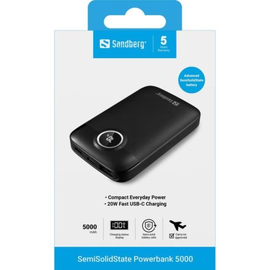 Powerbank Sandberg SemiSolidState 5000 mAh 20W USB-C