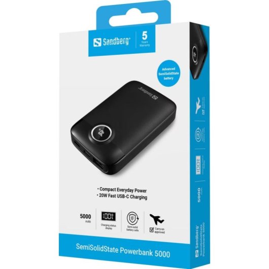 Powerbank Sandberg SemiSolidState 5000 mAh 20W USB-C