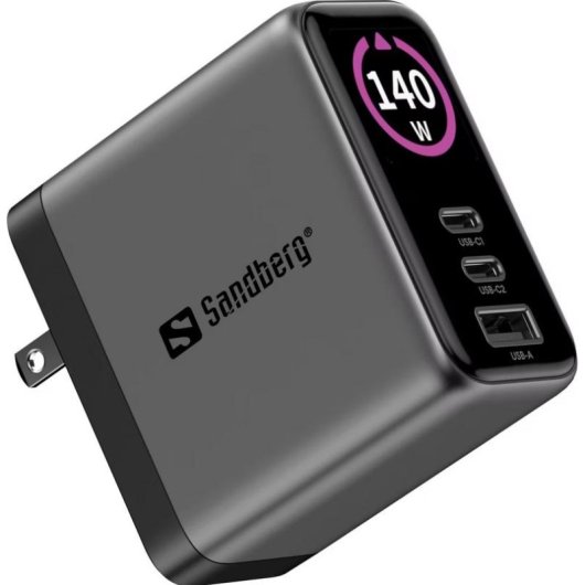 Caricatore USB Sandberg Travel Charger PD140W Display 3 Porte
