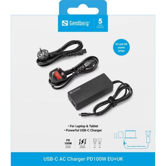 Chargeur USB-C Sandberg PD100W EU+UK