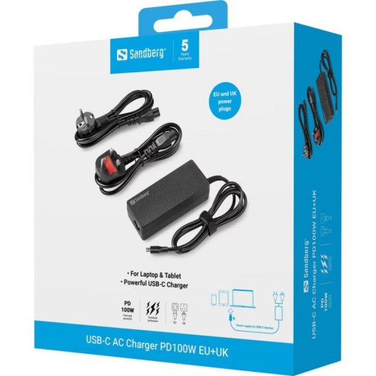 Chargeur USB-C Sandberg PD100W EU+UK