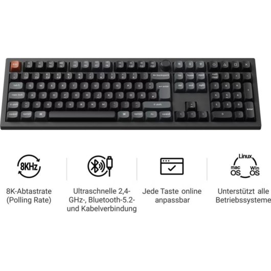 Tastatur Keychron V6 Ultra mechanisch 100% QWERTZ mit Silk POM Red Switches und RGB