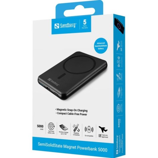Powerbank Sandberg SemiSolidState Magnet 5000 mAh MagSafe