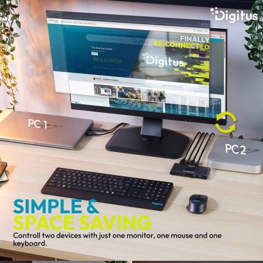 Conmutador KVM Digitus USB-C 3.0 HDMI 2 Puertos 4K60Hz Core Line