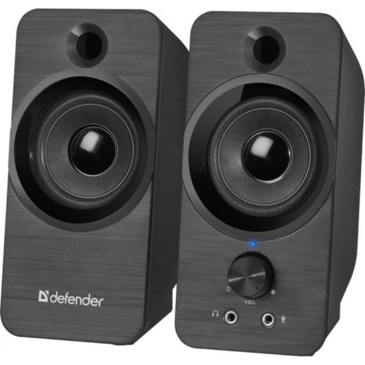 Colunas Defender PC 2.0 USB 8W potência design compacto preto