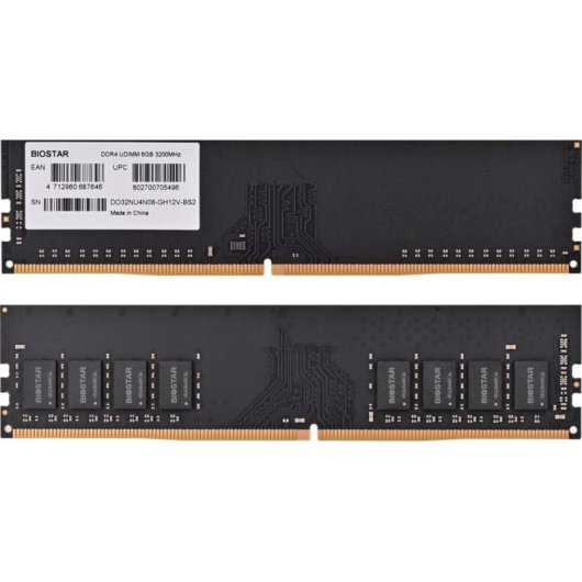 Mémoire RAM Biostar DO32NU4N08 8GB 1x8GB DDR4 3200MHz CL16 DIMM Taiwan